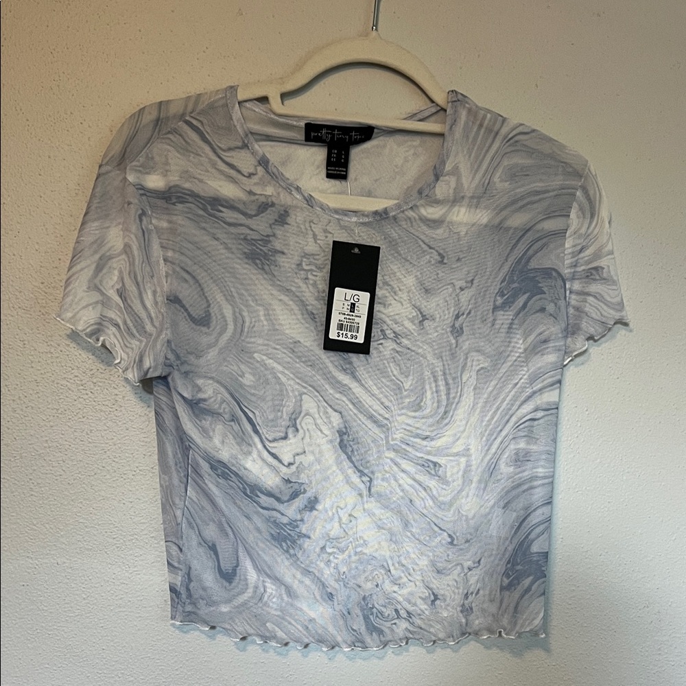 Blue Marble Print Crop Top
